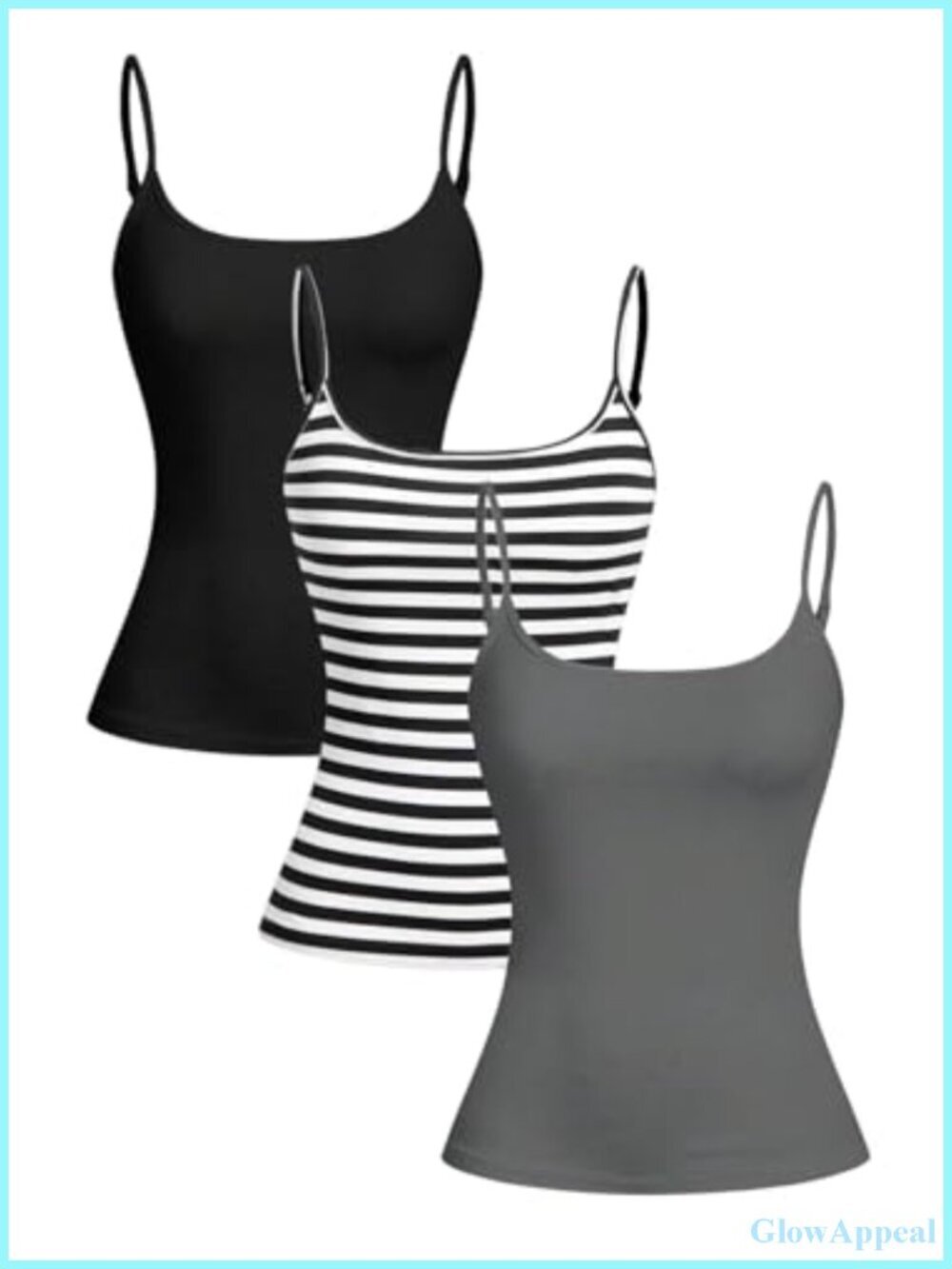 3 Pack Women's Camisole Tank Tops Spaghetti Strap Slim Fit Undershirt Set